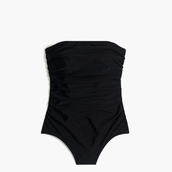 J. Crew Strapless One Piece Swimsuit Detachable Halter Strap Black NWT Large - Picture 2 of 12